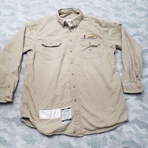 Carhartt FR Shirt Mens Large Tall Flame Resistant Long Sleeve Button-Up Branded
